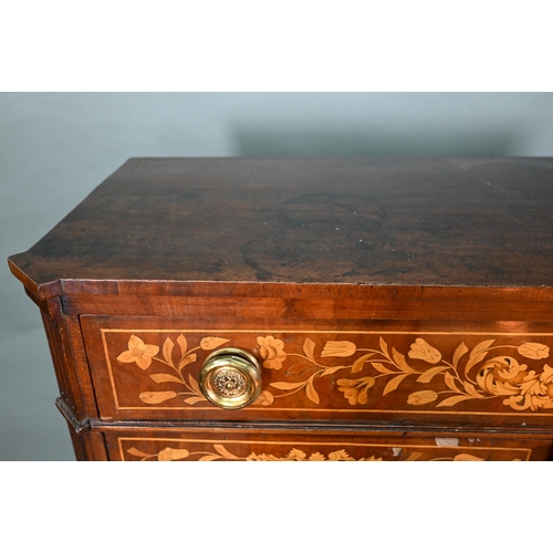 900 - A 19th century Dutch floral marquetry library cabinet, with full width drawer over a pair of fire me... 