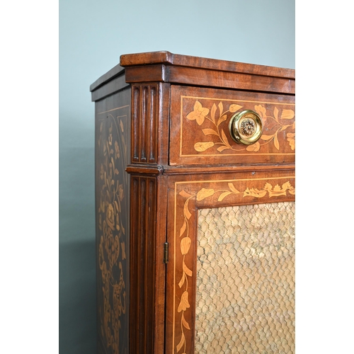 900 - A 19th century Dutch floral marquetry library cabinet, with full width drawer over a pair of fire me... 