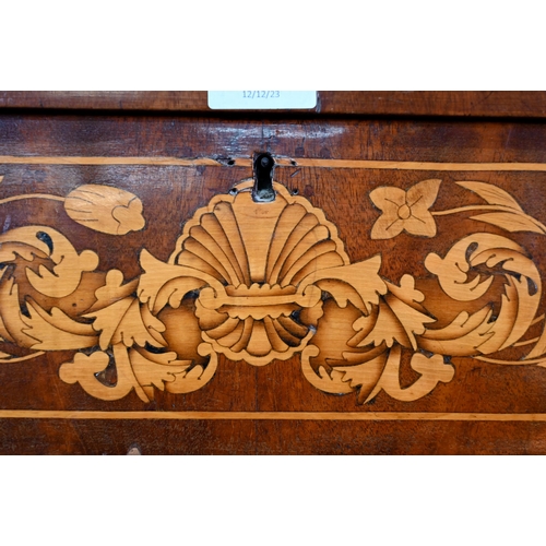 900 - A 19th century Dutch floral marquetry library cabinet, with full width drawer over a pair of fire me... 