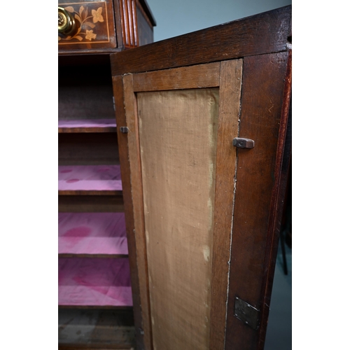 900 - A 19th century Dutch floral marquetry library cabinet, with full width drawer over a pair of fire me... 