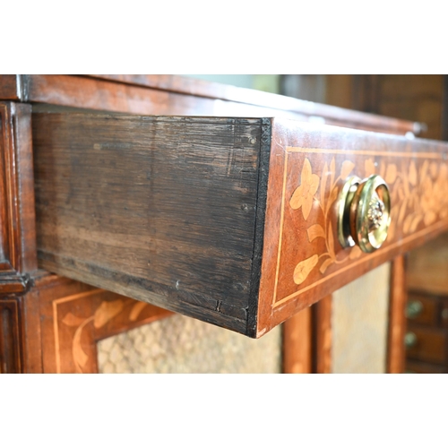 900 - A 19th century Dutch floral marquetry library cabinet, with full width drawer over a pair of fire me... 