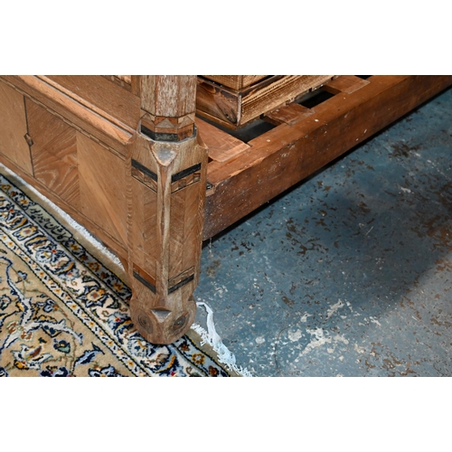 910 - A close matched Arts & Crafts Gothic Reform inlaid Ash four part bedroom suite in the manner of ... 