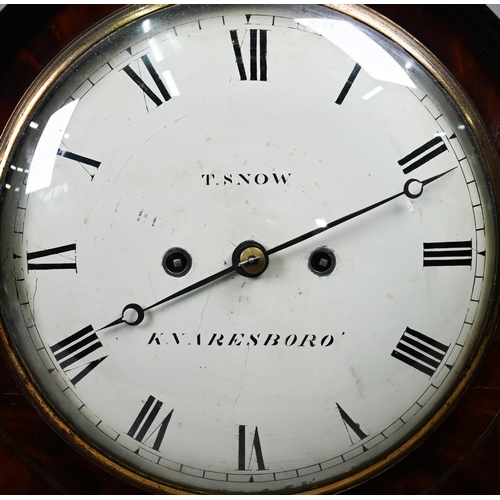 960 - T Snow, Knaresborough, a Regency brass inlaid mahogany cased 8-day repeat twin fusee bracket clock, ... 