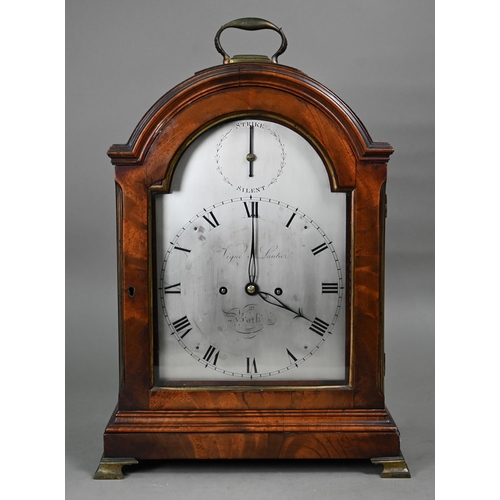 961 - Vigne & Lautier, Bath, a George III mahogany dome cased bracket clock, the 8-day movement striki... 