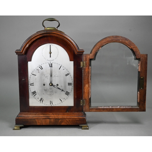 961 - Vigne & Lautier, Bath, a George III mahogany dome cased bracket clock, the 8-day movement striki... 