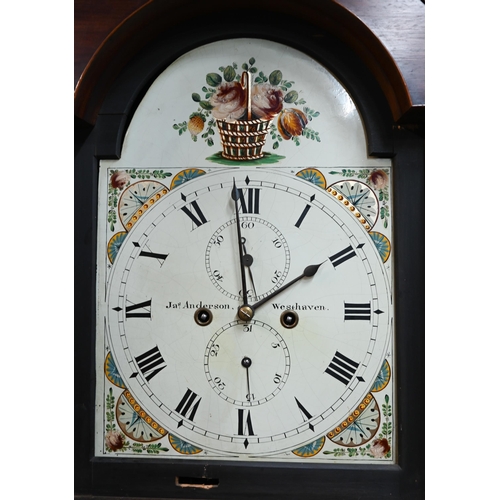 972 - James Anderson, Westhaven, a 19th century eight day figured mahogany longcase clock, enamel arched d... 