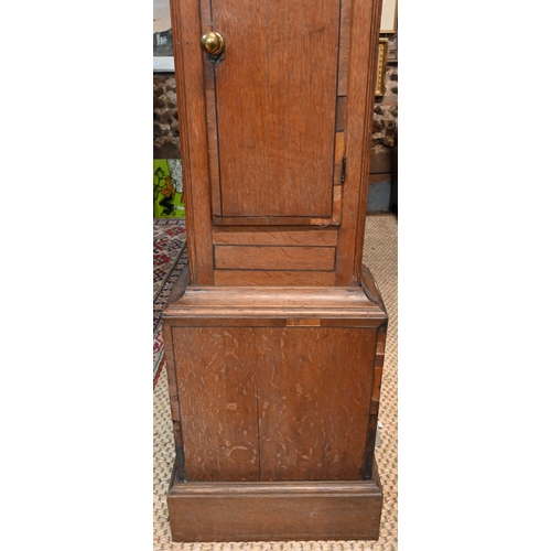 973 - 'William Monk, Berwick St John' - An 18th/19th century oak longcase clock, brass dial with subsidiar... 