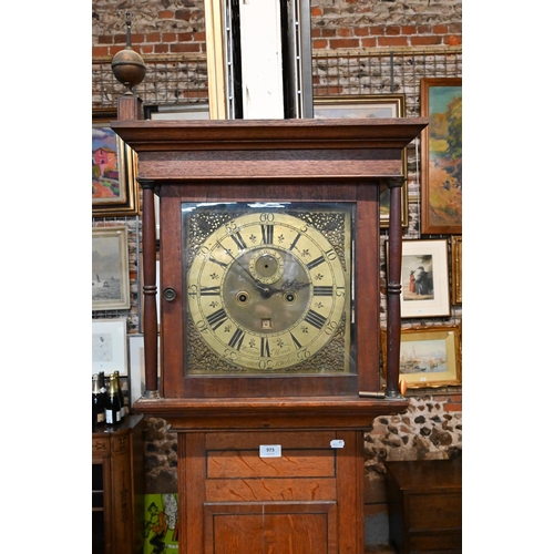 973 - 'William Monk, Berwick St John' - An 18th/19th century oak longcase clock, brass dial with subsidiar... 