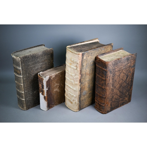 986 - Three German language lectern Bibles - 1693, 1696 and 1763, all with restored leather bindings to/w ... 