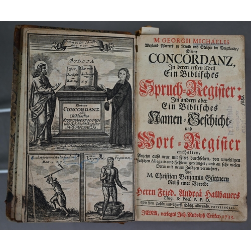 987 - An 18th century German language Universal Lexicon 1734 vellum folio to/w various prayer-books, hymna... 