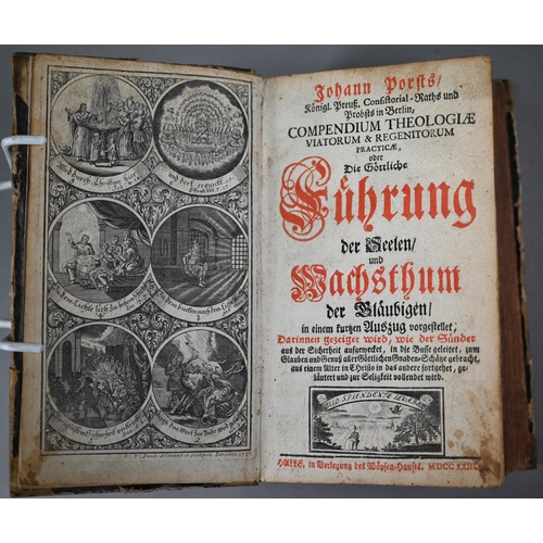 987 - An 18th century German language Universal Lexicon 1734 vellum folio to/w various prayer-books, hymna... 