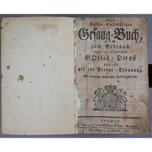 987 - An 18th century German language Universal Lexicon 1734 vellum folio to/w various prayer-books, hymna... 