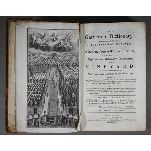 988 - Miller, Philip - The Gardener's Dictionary 3rd Edition, Corrected, London 1738, full calf (front cov... 