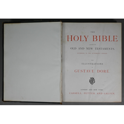 993 - Holy Bible in two vols, illustrated by Gustave Doré half morocco and textured cloth, folio (lectern-... 