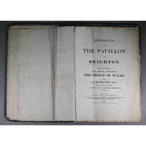 995 - Repton, H - 'Designs for the Pavilion at Brighton', London; JC Stadlre 1808, folio, board (disbound)