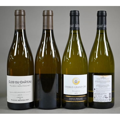 1309 - Eleven bottles of white wine; three bottles of Clos-Du-Chateau De Puligny Montrachet, White burgundy... 