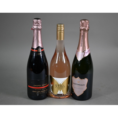 1328 - Three bottles of English wine: Hattingley English Sparkling Rose, Hattingley Still Rose, 2019, Chape... 