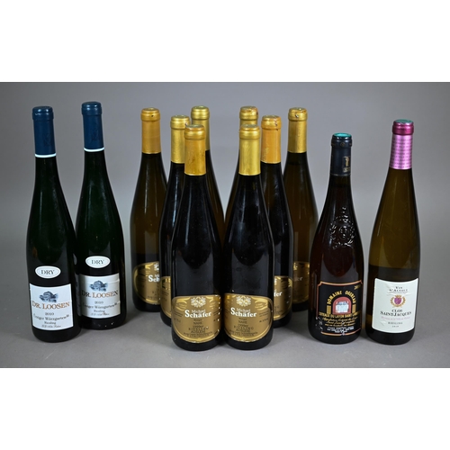 1333 - Twelve bottles of white wine - eight bottles of Michael Schafer, Nahe, Riesling, Germany, 1999er; tw... 