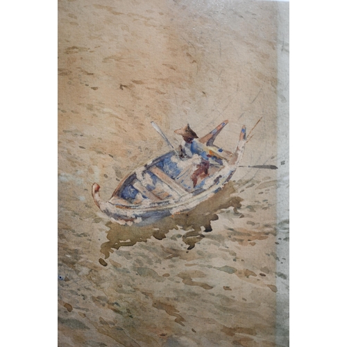 780A - U BA THET (1903-1972) attrib - A watery landscape, watercolour, 33 x 25 cm