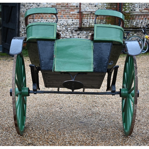 831 - A late 19th/early 20th century horse drawn Governess type cart/trap with rear opening door with padd... 