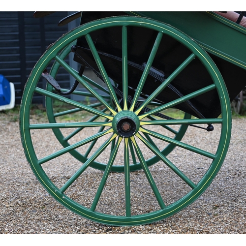 831 - A late 19th/early 20th century horse drawn Governess type cart/trap with rear opening door with padd... 