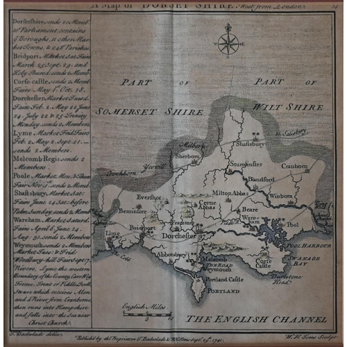 1008 - Eight 19th century steel county map engravings (one unframed) to/w an 18th century engraving of Dors... 