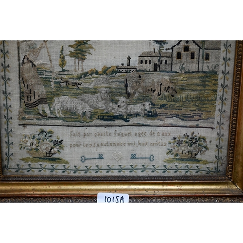 1015A - Two finely embroidered 18th century French cross-stitch samplers, both worked in coloured threads an... 