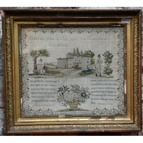 1015A - Two finely embroidered 18th century French cross-stitch samplers, both worked in coloured threads an... 