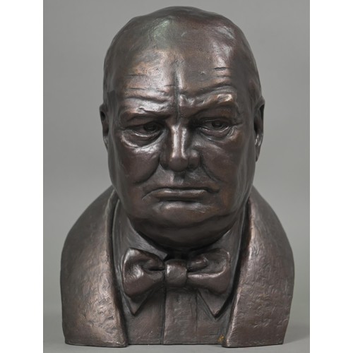 1258A - J Williams - A bronzed/resin bust of Sir Winston Churchill, signed to reverse and dated '78, 28 cm h... 