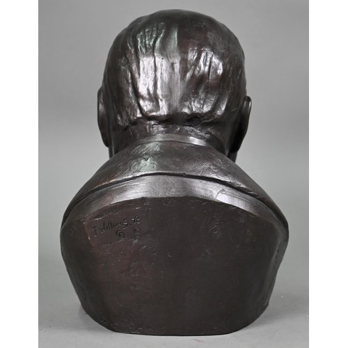 1258A - J Williams - A bronzed/resin bust of Sir Winston Churchill, signed to reverse and dated '78, 28 cm h... 