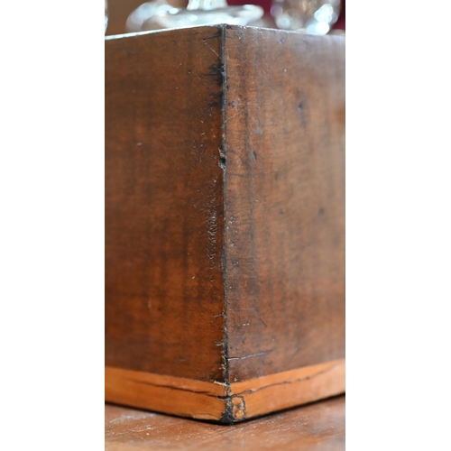 838 - A 19th century boxwood and walnut liqueur bottle case (made up), the interior containing ten near-co... 