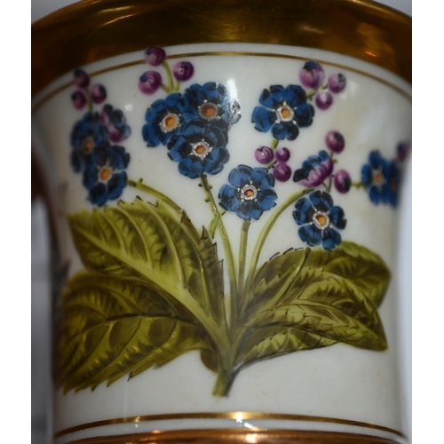 608 - An early 19th century Continental porcelain vase with flared rim, painted with abbey ruin, 13.5 cm a... 