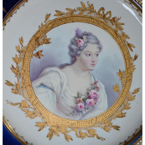 618 - A set of twelve Sèvres cabinet plates, painted with 17th and 18th century French Royal Mistresses an... 