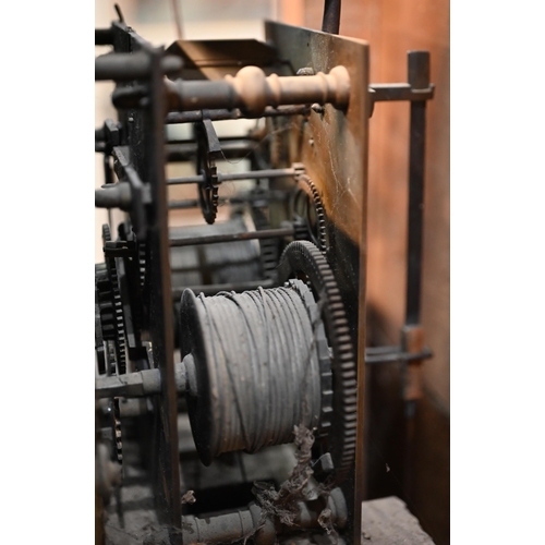 973 - 'William Monk, Berwick St John' - An 18th/19th century oak longcase clock, brass dial with subsidiar... 