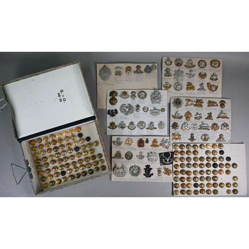 1048 - Approx 60 card-mounted Victorian and later British Military Infantry cap badges, a quantity of vario... 