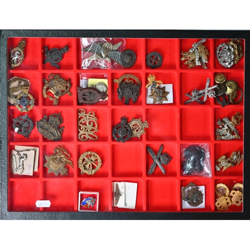 1050 - Five perspex display cases of approx 250 British military cap badges and insignia including RAF fora... 