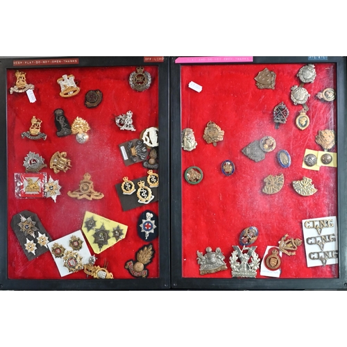 1052 - Eight perspex display cases containing approx 270 various British Military and other cap badges, 'Sw... 