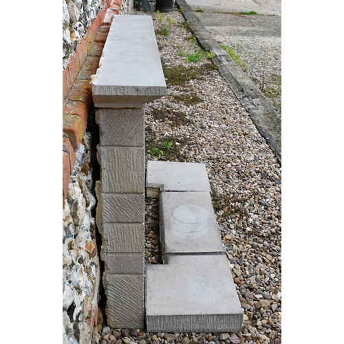 243 - # A cast stone fire surround with integral hearth, 92h x 135cm w o/a