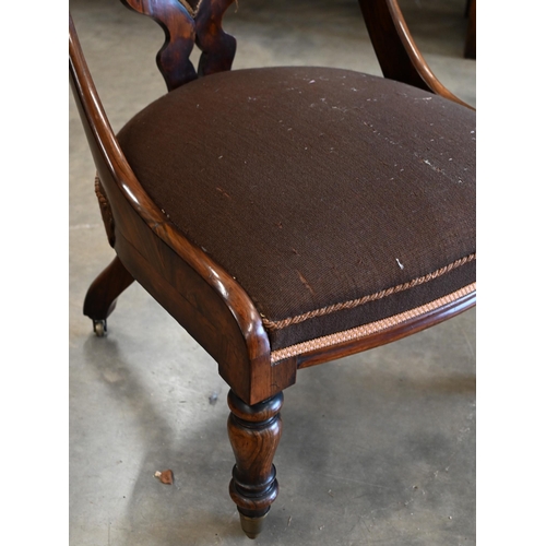 60 - Regency rosewood nursing chair with padded petit-point lyre design back