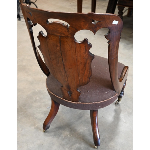 60 - Regency rosewood nursing chair with padded petit-point lyre design back