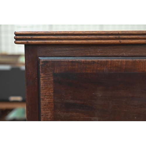 106 - A 19th century mahogany chest of two short over three long graduating drawers with brass handles, st... 