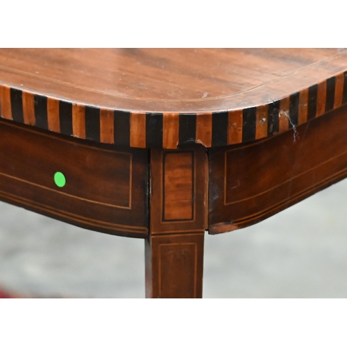 117 - Edwardian walnut inlaid occasional table, 54 x 36 x 68 cm h, to/w small two-drawer hall table, 46 x ... 