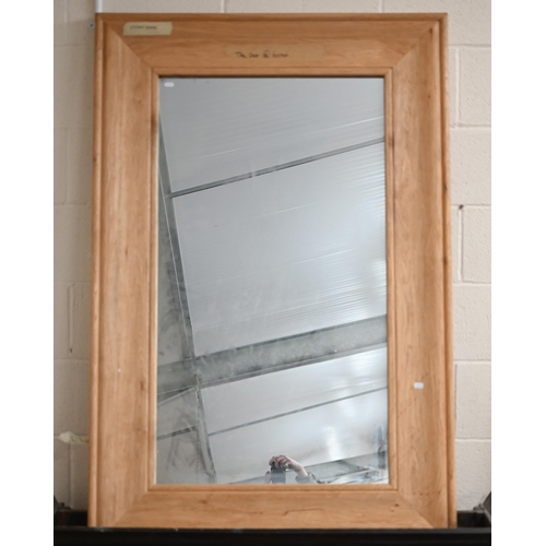 146 - A large rectangular mirror in moulded ash frame, 150 x 100 cm