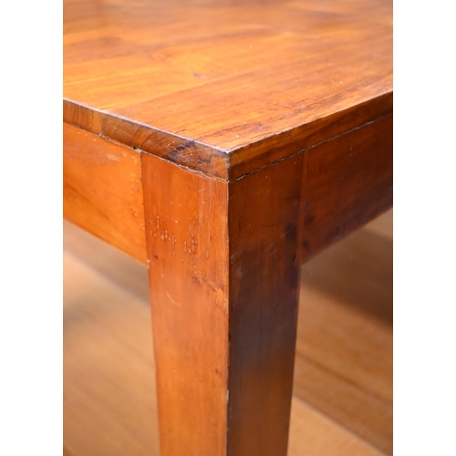 157 - # A stained hardwood rectangular coffee table on square legs, 120 x 60 x 50 cm high