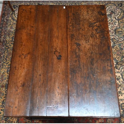 167 - An 18th century oak cottage dining table iwth single-side drop-leaf on gateleg action base, 85 x 105... 