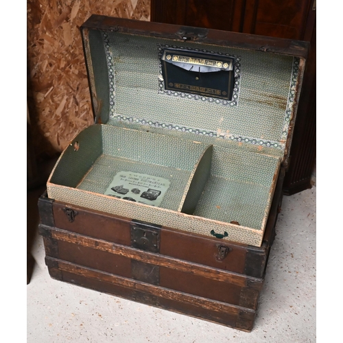 181 - A vintage dome top wood slat trunk, a/f