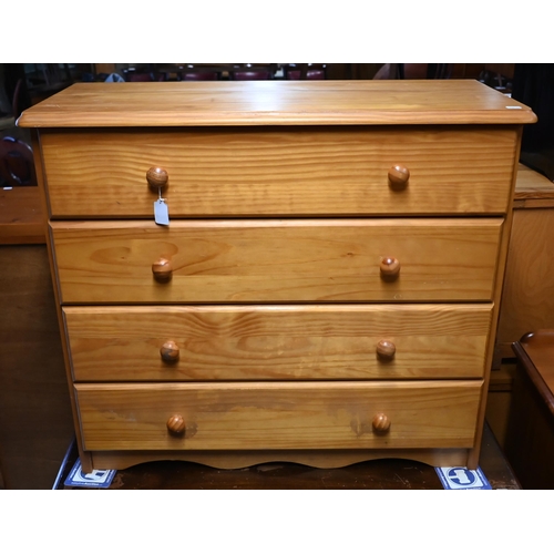 205 - A modern pine four drawer chest, 85 cm x 36 cm x 75 cm h