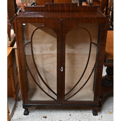 209 - An Art Deco glazed walnut display cabinet, 87 cm x 29 cm x 118 cm h