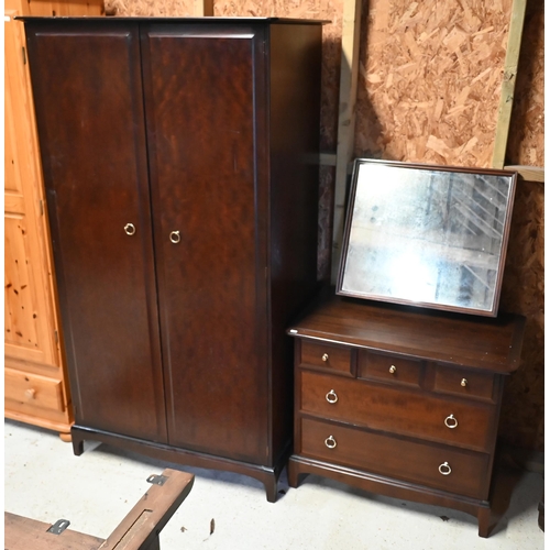 226 - # A Stag two door wardrobe to/with a matching mirror backed five drawer dressing chest (2)