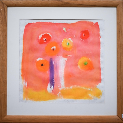 255 - Jo Maw - Abstract watercolour, signed, 48 x 49 cm; Side Pike and the Langdale Pike print; oil on can... 